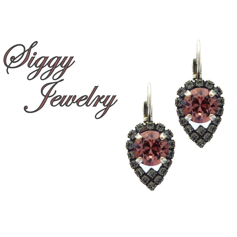 Swarovski Blush and Black Diamond Earrings
